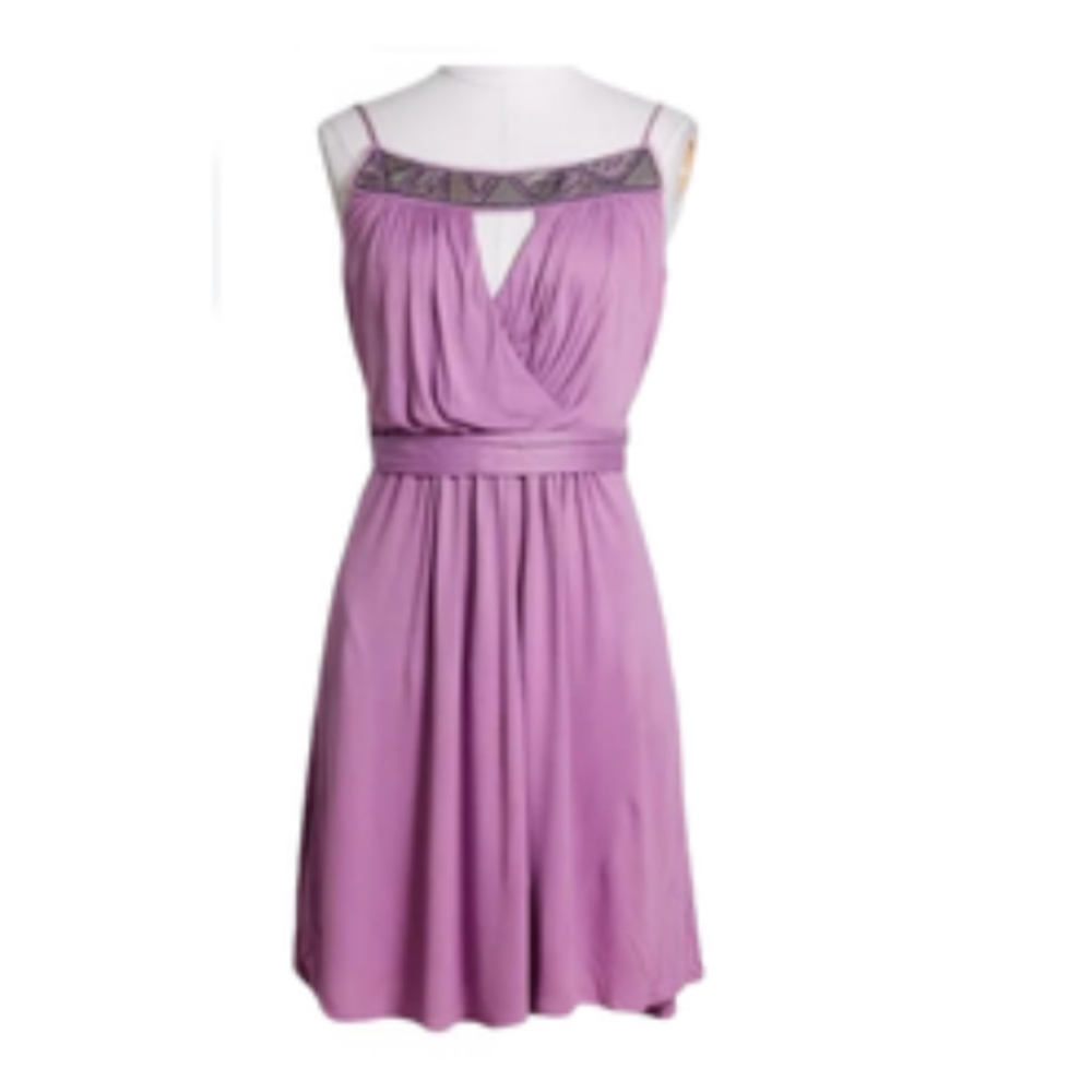 BCBGMAXAZRIA Lilac Embellished Cut Out Sleeveless Dress